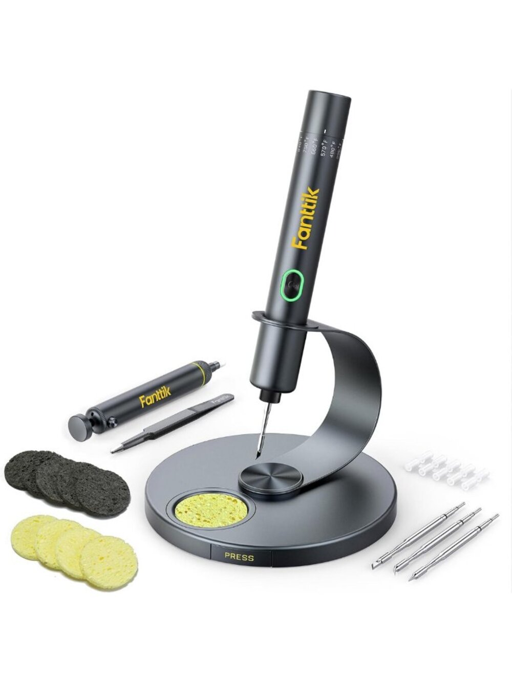 Cordless Soldering Iron Kit with Adjustable Temperature & Fast Heating, Portable